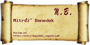 Mitró Benedek névjegykártya
